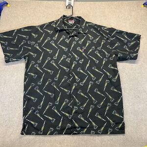 Phat Farm Players Saw Shirt Men's 2XL Short Sleeve Button AOP Hip Hop Carpenter